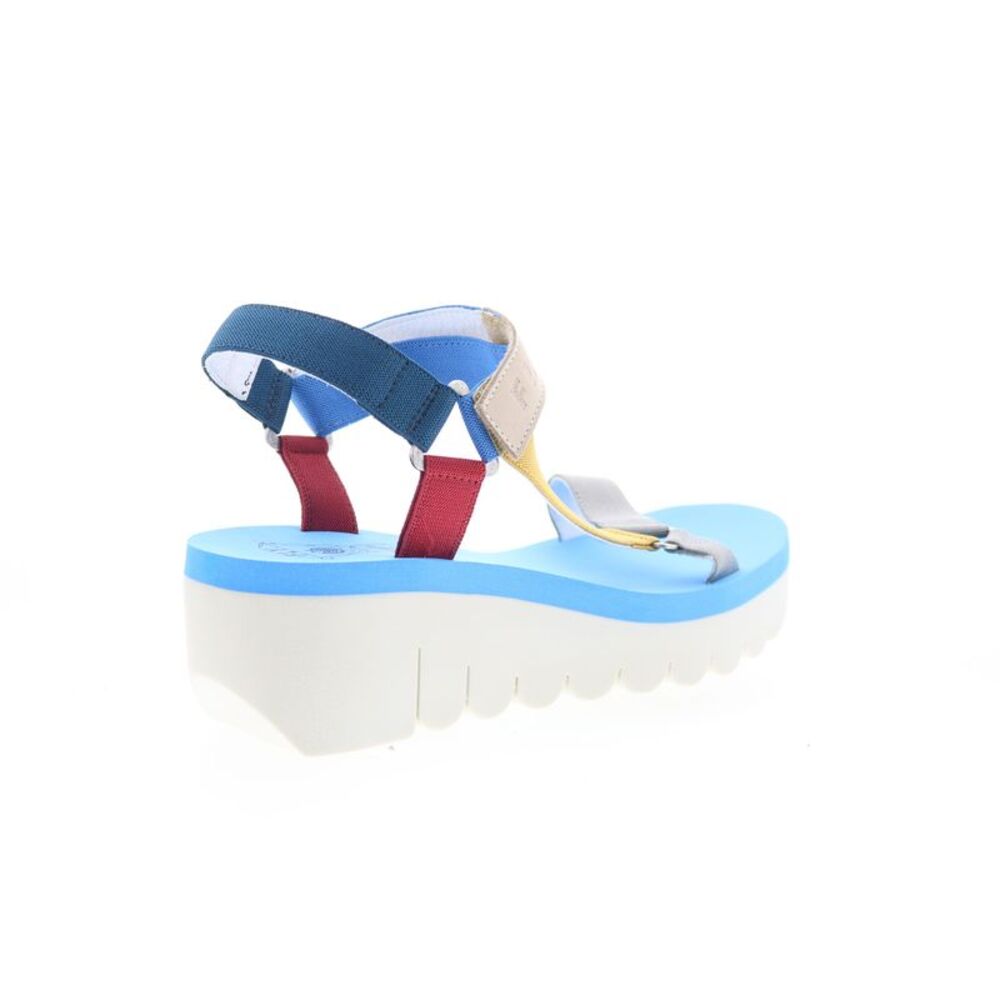 Fly London Blue, Red, Yellow & Silver Platform Wedge Sandal - Picture 7 of 9